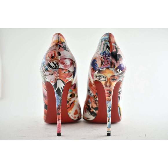 Christian Louboutin Hot Chick 100 Patent CH Xtian Black Red Blue Heel Pump 41 - Picture 10 of 11